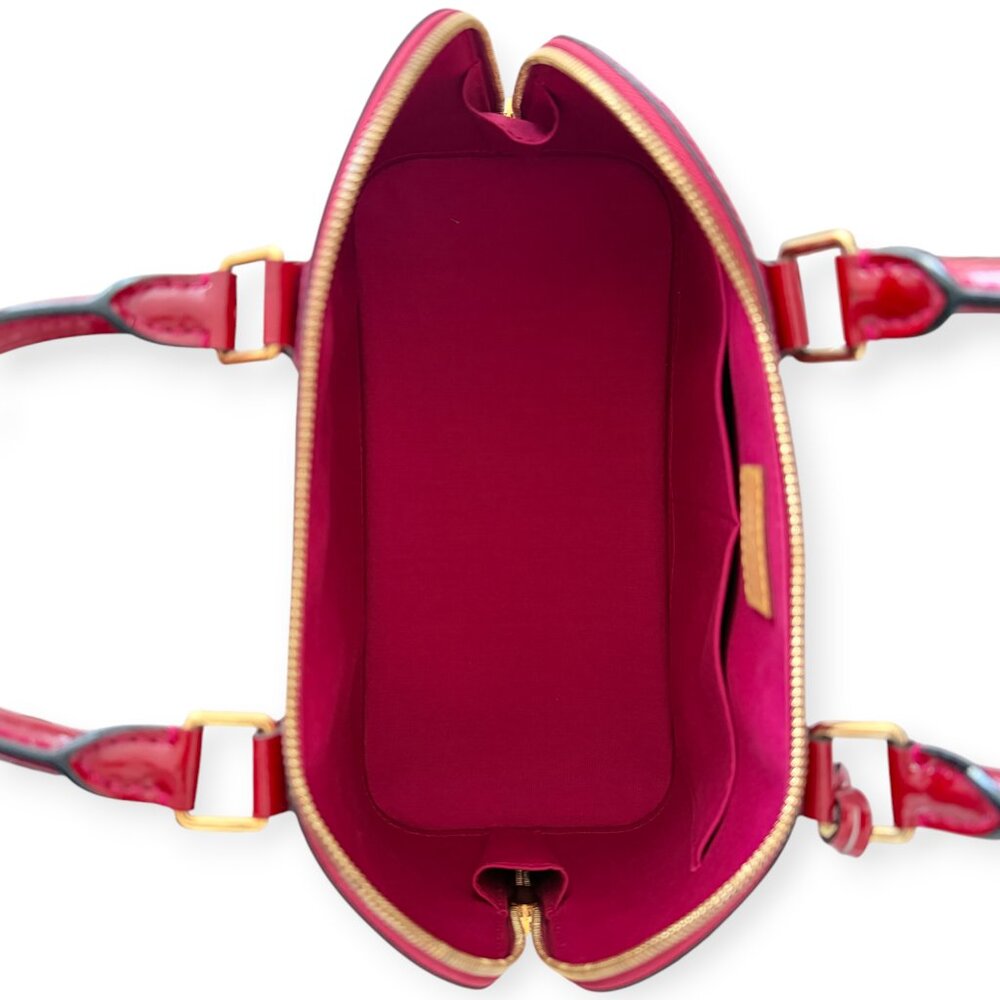 Authentic Dark Red Louis Vuitton Vernis Alma PM Pomme D’Amour Bag - Picture 7 of 15